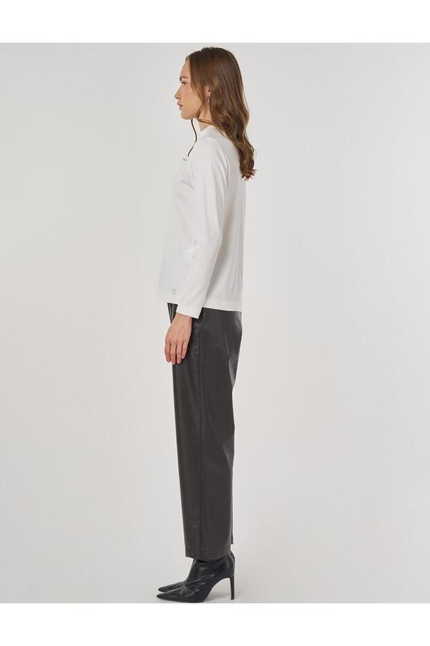 بلوزة فيسكوز أساسية برقبة دائرية إكرو - 2