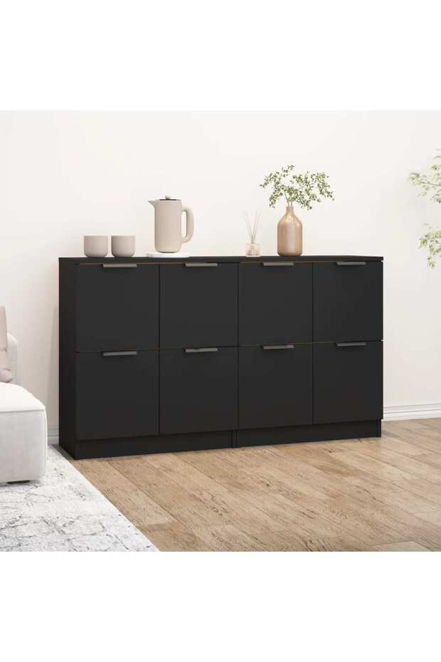 Sideboards 2 pcs Black 60x30x70 cm Engineered Wood