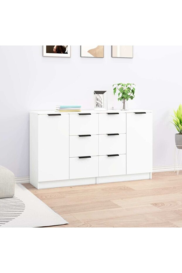 Sideboards 2 pcs White 60x30x70 cm Engineered Wood