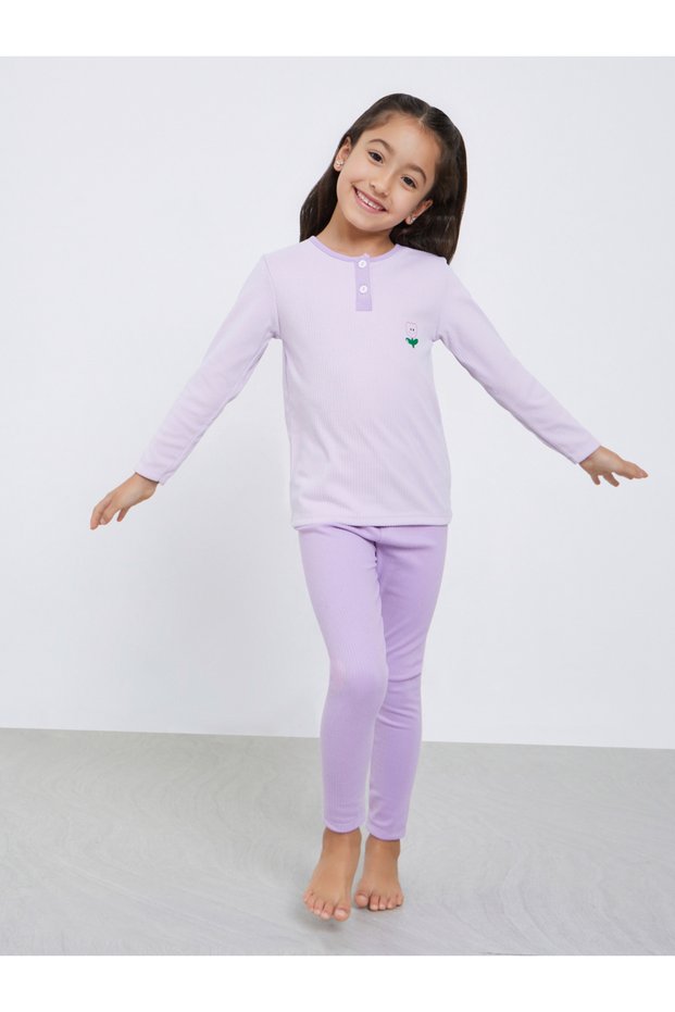 Girls Lilac Cherry Print T-Shirt and Leggings Set