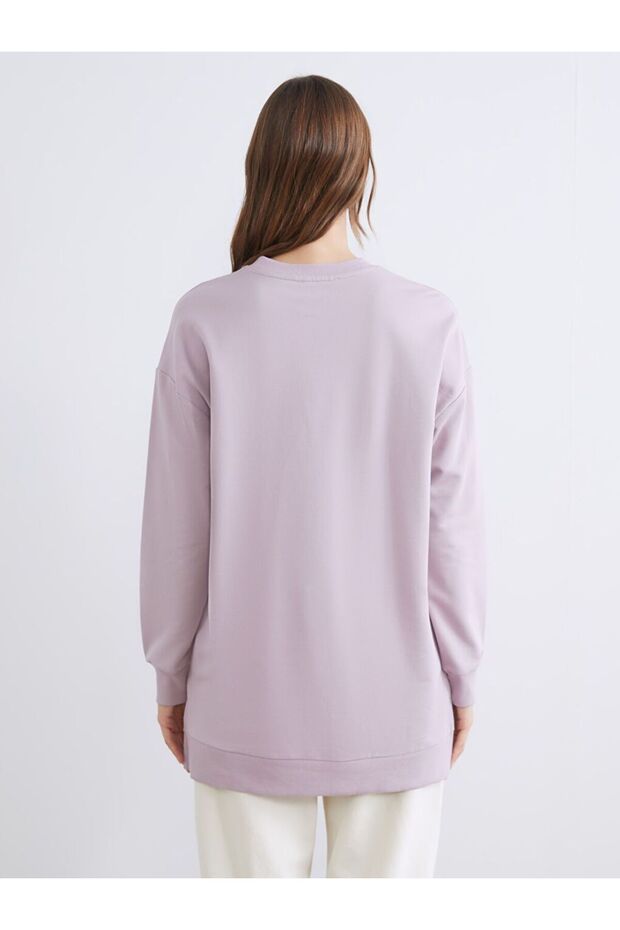 LCWAIKIKI Basic Çiçekli Oversize Kadın Sweatshirt Tunik - 4