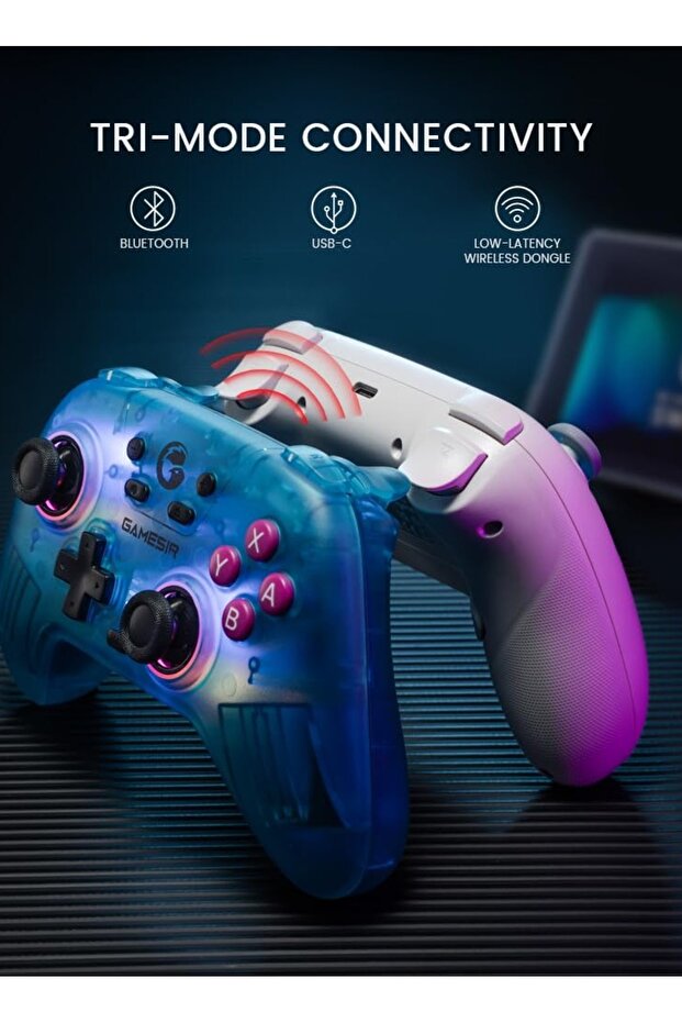 Wireless controller for Switch/PC/iOS/Android. Hall stick, RGB lighting, 1200mAh charging, turbo, motion control, wake-up. - 4