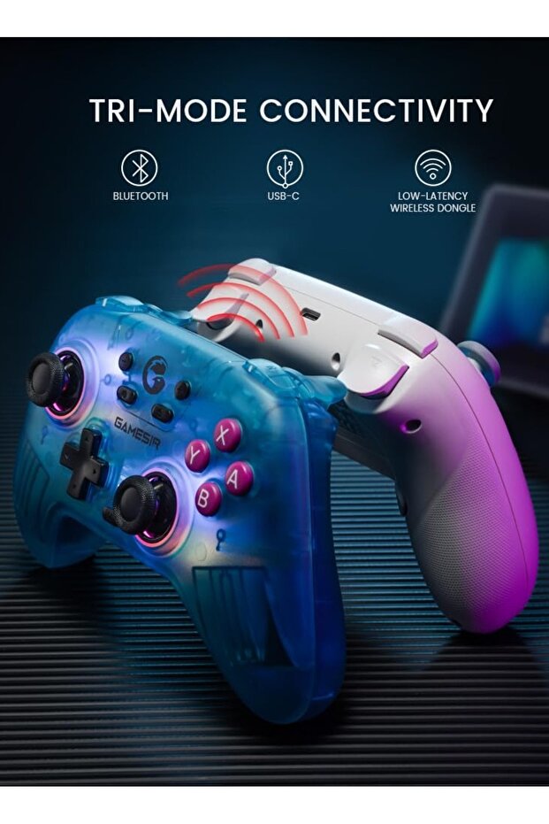 Wireless controller for Switch/PC/iOS/Android. Hall stick, RGB lighting, 1200mAh charging, turbo, motion control, wake-up. - 3