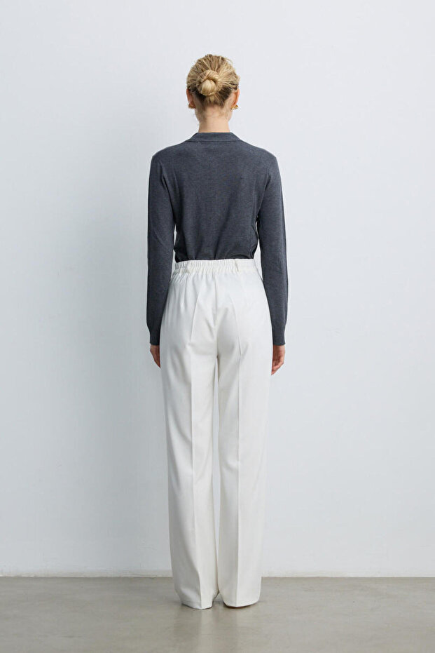 EKRU NERVÜRLÜ PALAZZO PANTOLON - 8