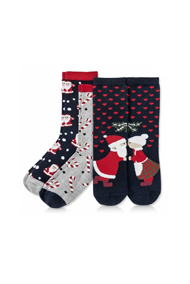 3-Pack Christmas Socks, 35 - 38, 75% Cotton, New Year's Gift