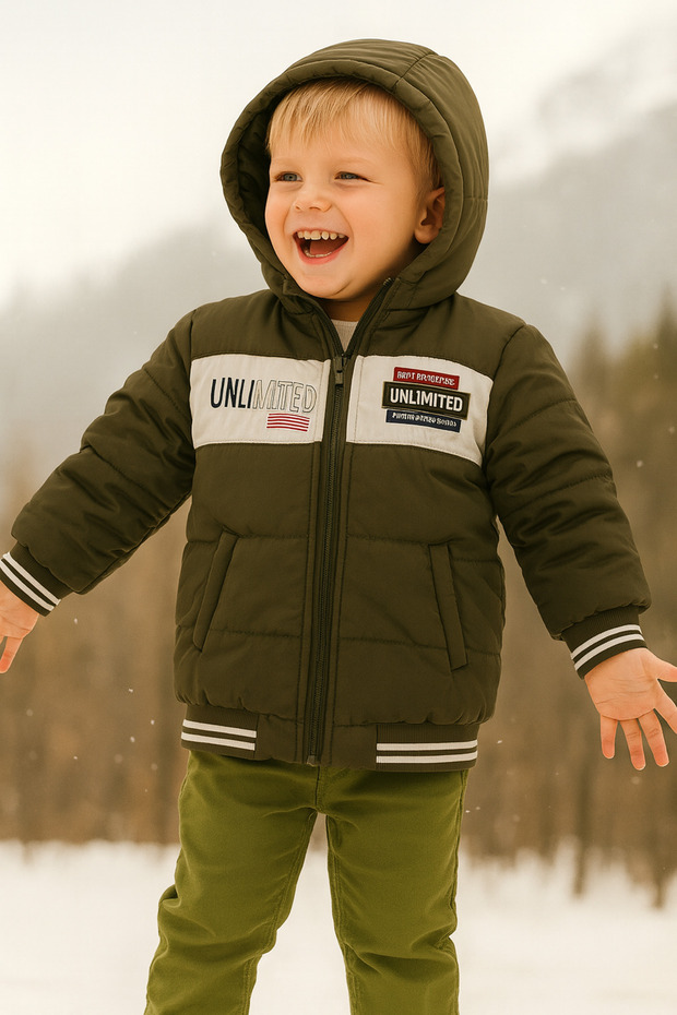 Children's Coat Hooded Coat Zippered Coat 5-8 Years Old