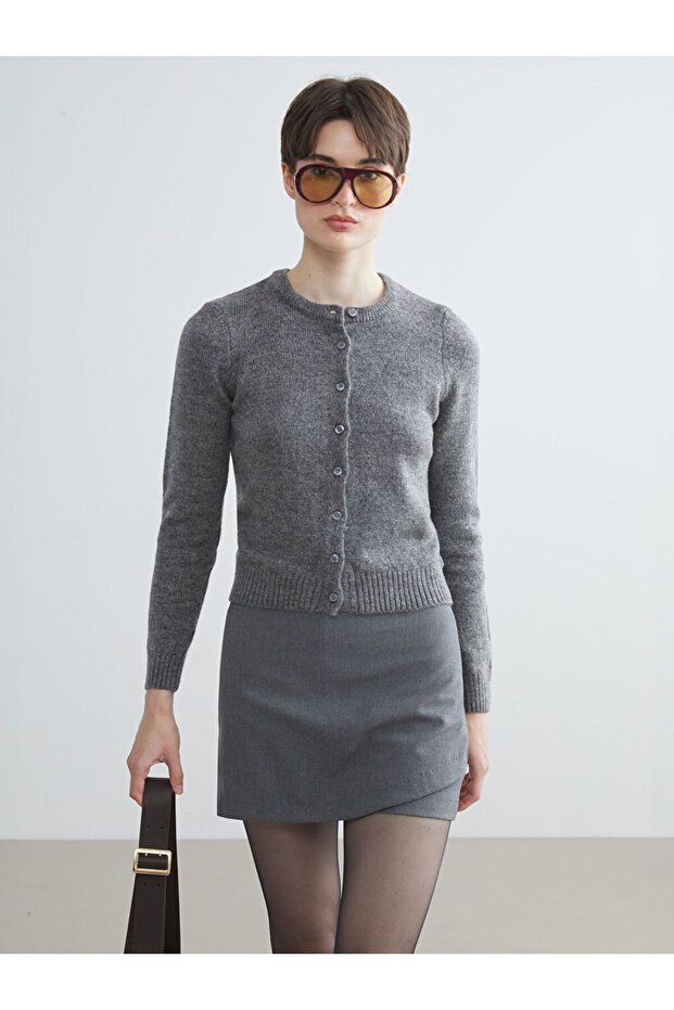 LCW Vision Bisiklet Yaka Kadın Triko Hırka - 1