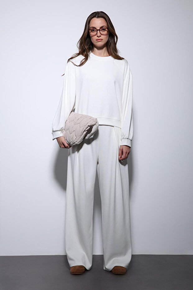 Ecru Wide Leg Relaxed Women's Suit