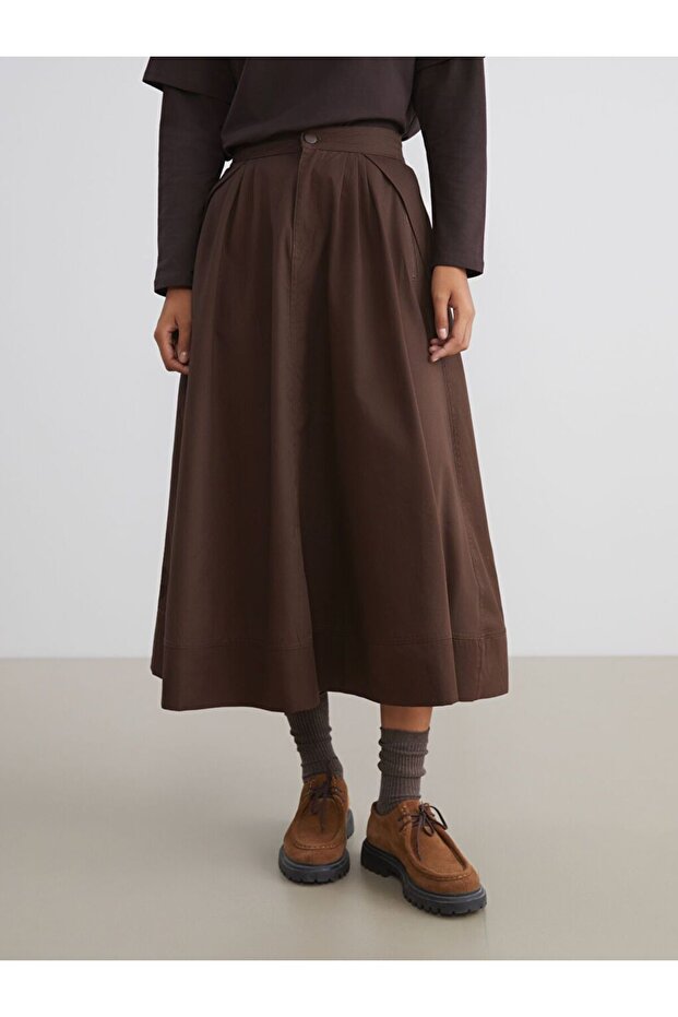 LCW Modest Loose Fit Pileli Kloş Etek - 4