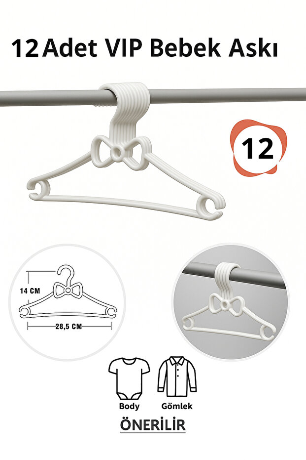 Baby Clothes Hanger 12Pcs Bow Plastic White Baby Clothing Hanger Vip