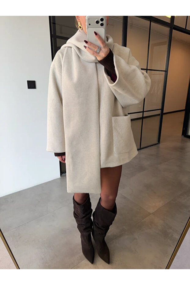 Kamienny szal, płaszcz z detalami - 7600 - 3