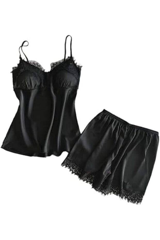 Pajamas Set Satin Cami Top & Shorts One Size Y109