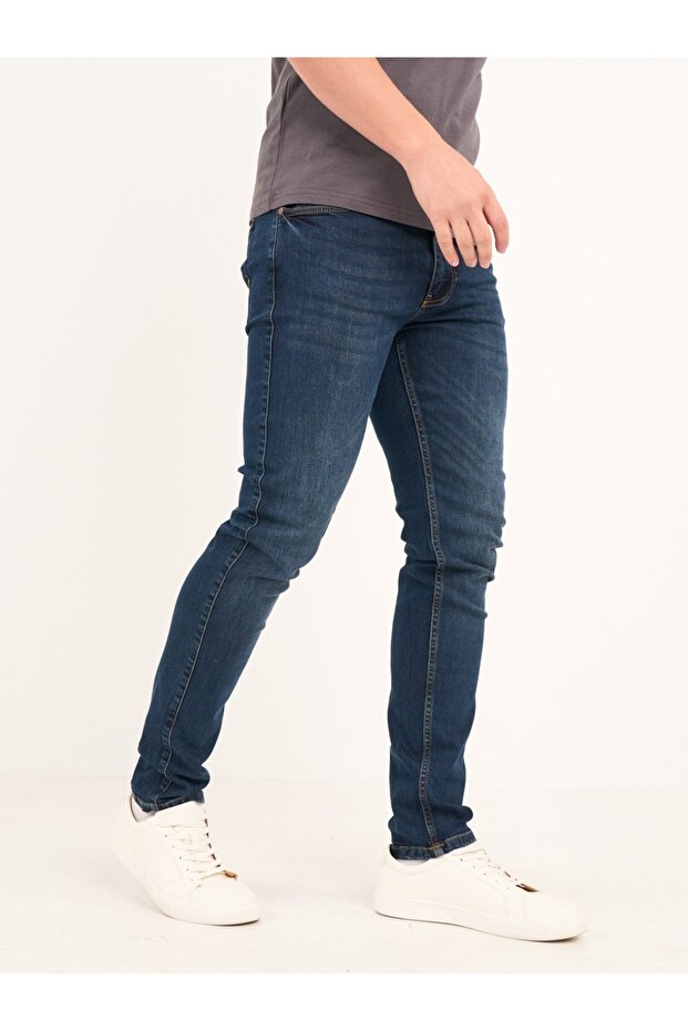 Blugi barbat slim cu aspect decolorat - 1