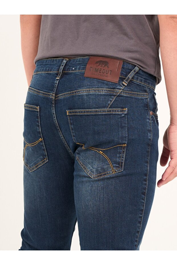 Blugi barbat slim cu aspect decolorat - 4