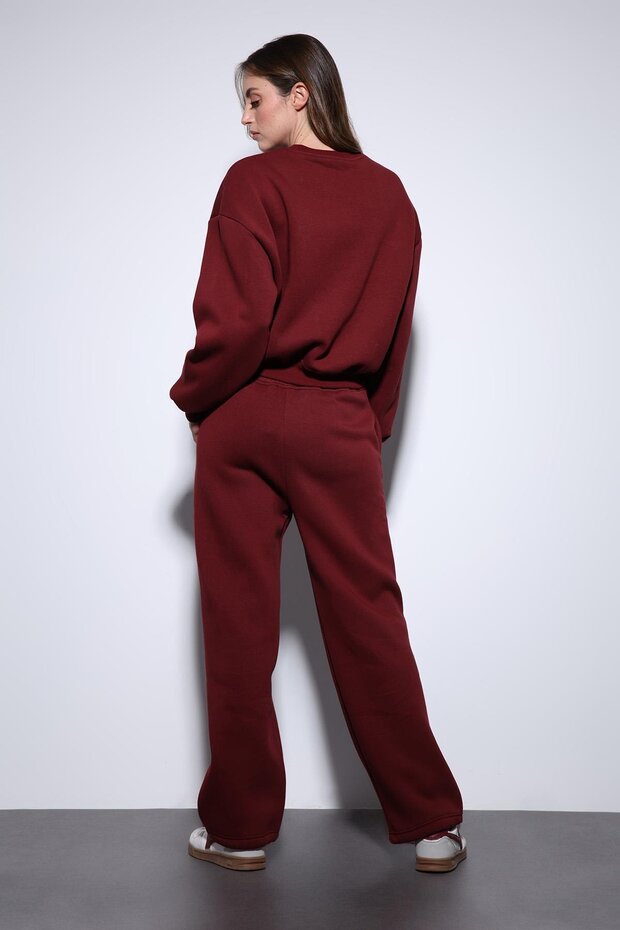Bordo Basic Kadın Sweatshirt - 5
