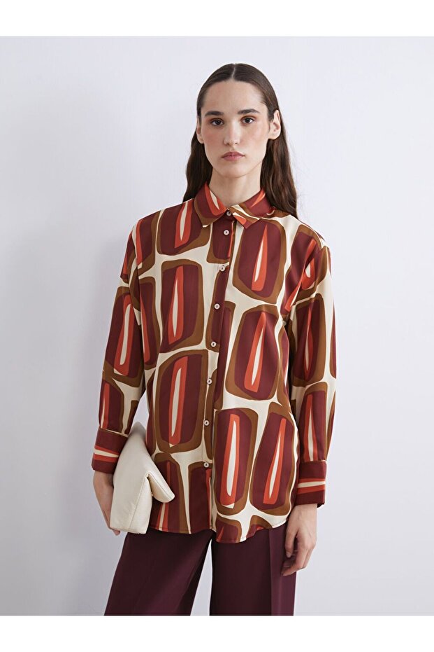 Lcw Modest Pattern Satin Women's Shirt Tunic