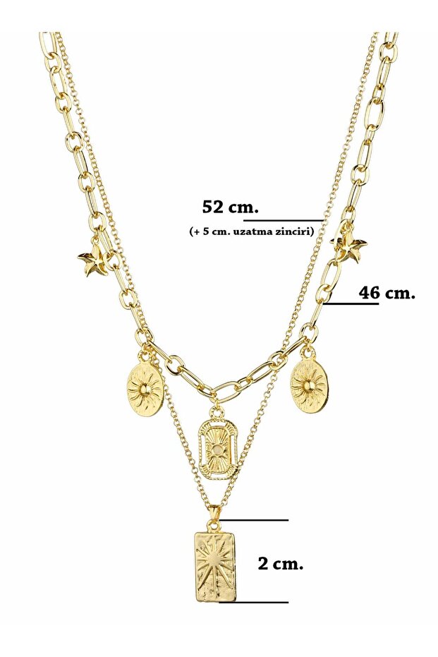 Charm Detaylı Katlı Kolye - 4