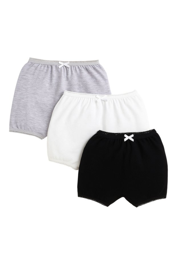 Pack of 3 - Girls Solid Bloomers with Bow Detail