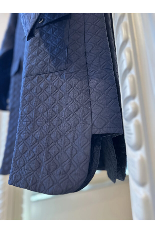 Başak Desenli Kapitone Ceket - 5