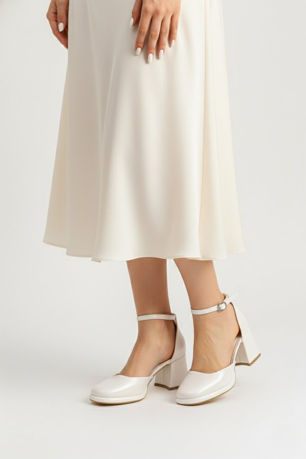 Women's Leather Ankle-Tied Thin Platform Wedding Engagement Shoes