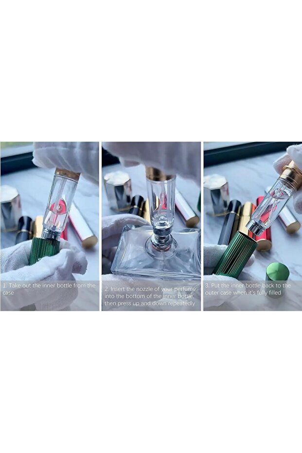 5ml Travel Atomizer,Mini Refillable Empty Spray Perfume Bottle,Portable Empty Container,red+gold - 6