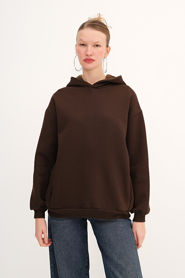 Kapüşonlu Şardonlu Sweatshirt S4447 - 5