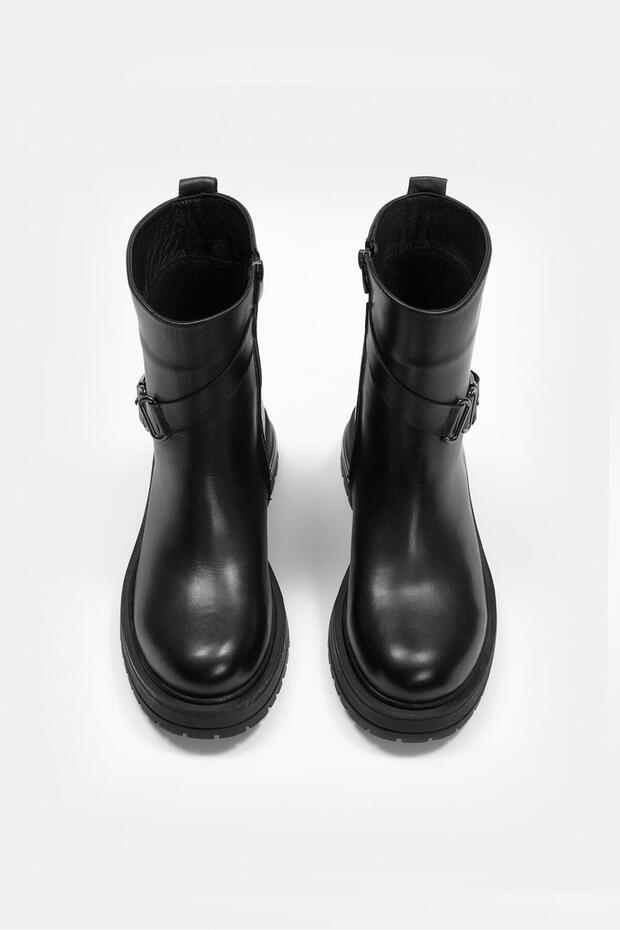 Raina Siyah Hakiki Deri Kadın Bot - 2