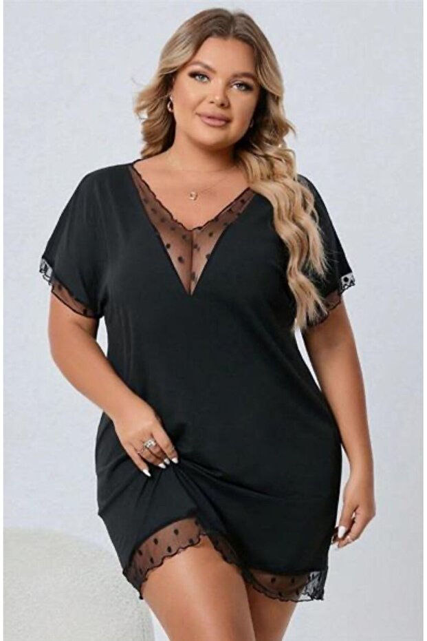 Dantelli Rahat Geniş Gecelik - 1