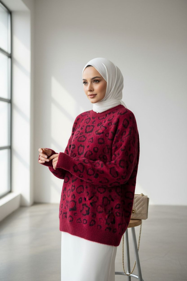 Leopard pattern soft sweater - 3