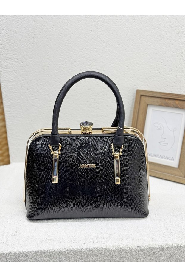 339 Stone Lock Detail Both Hand and Shoulder Bag for Women