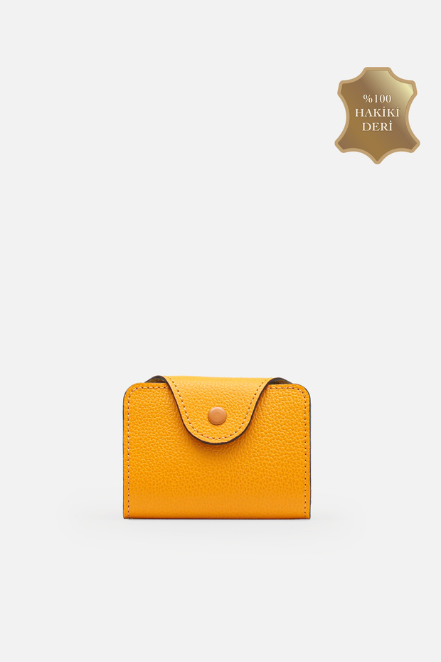 Unisex Kartell Genuine Leather Compact Accordion Card Holder Yellow