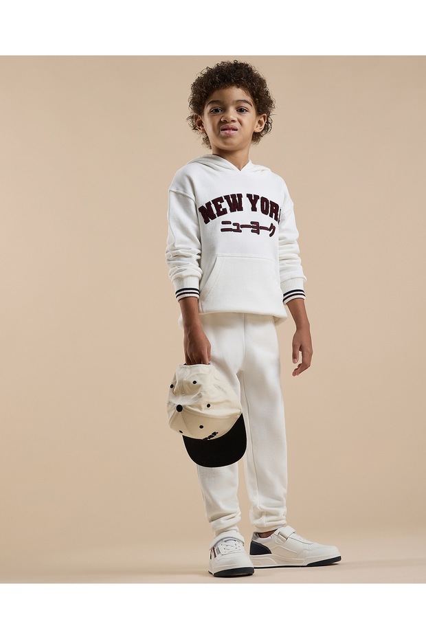 Ivory Boy's Appliqued Hooded Clothing Set