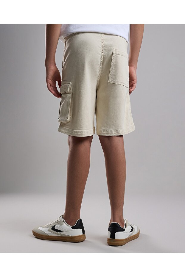 شورت كارجو سادة مع زر للإغلاق - 4