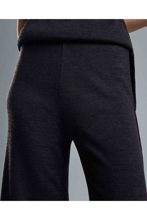 بنطلون محبوك سادة بخصر مطاطي - 3