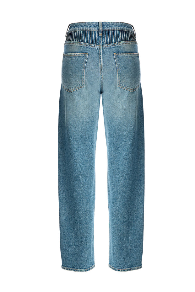 Kadın Nervürlü Denim Pantolon - 2