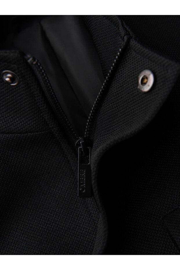 Pánský kabát s vysokým límcem - černý V1 OM-COWC-0136 - 7