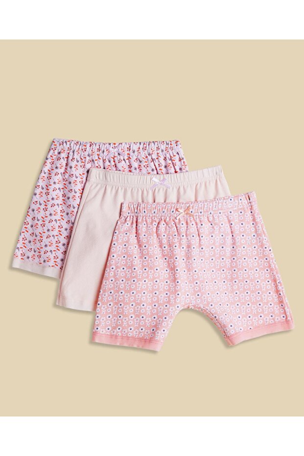 مجموعة من 3 شورتات طويلة مطبوع من Peach Pearl للنساء
