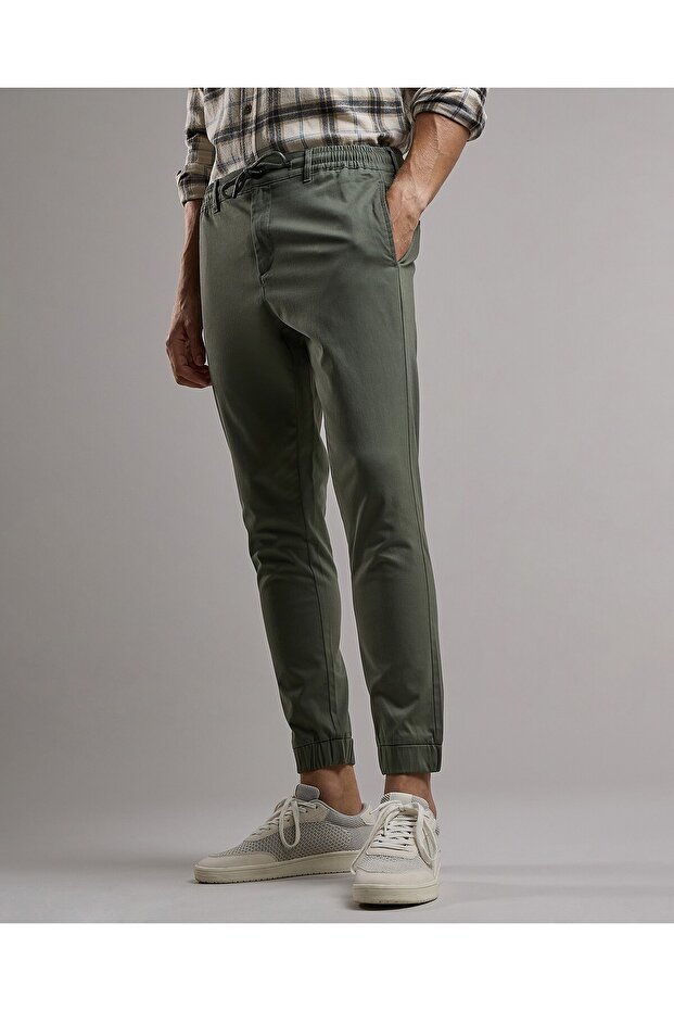 Solid Jogger Pants with Drawstring Waist - 3