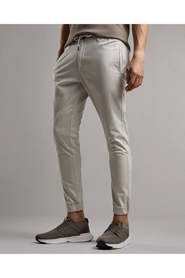 Solid Jogger Pants with Drawstring Waist - 3