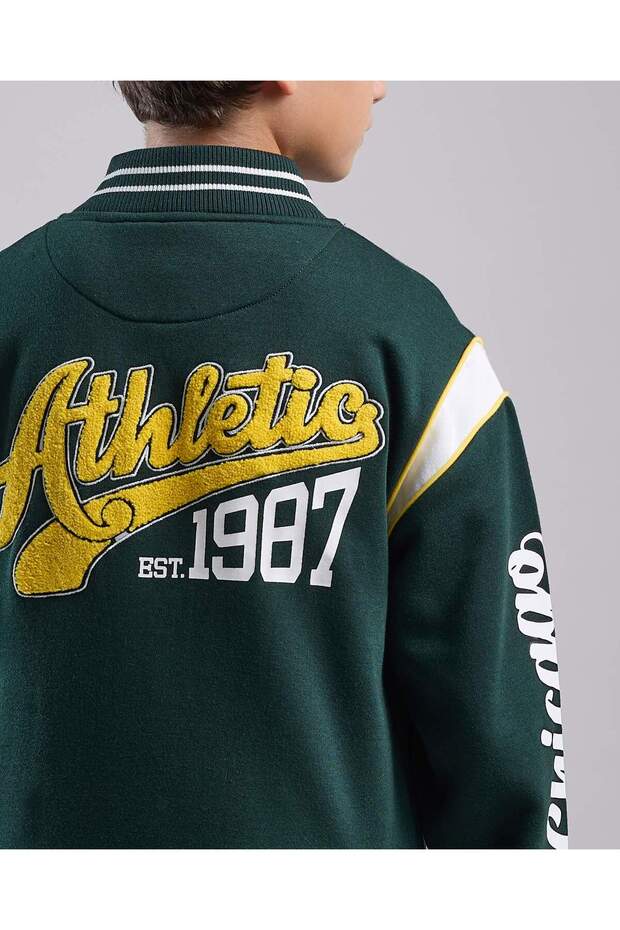 Appliqued Varsity Jacket with Button Closure - 5