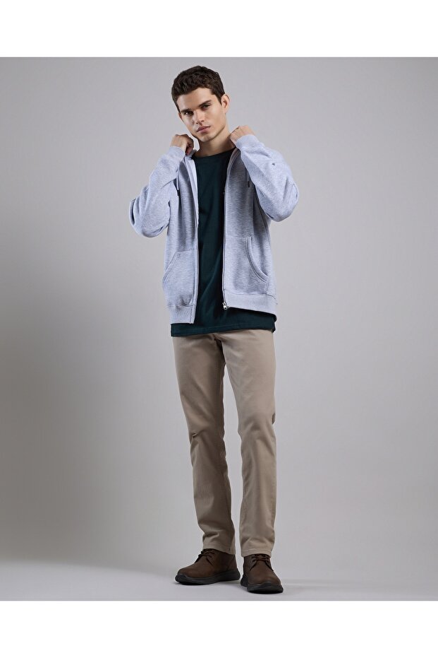 Solid Hooded Jacket with Zipper Closure - 4