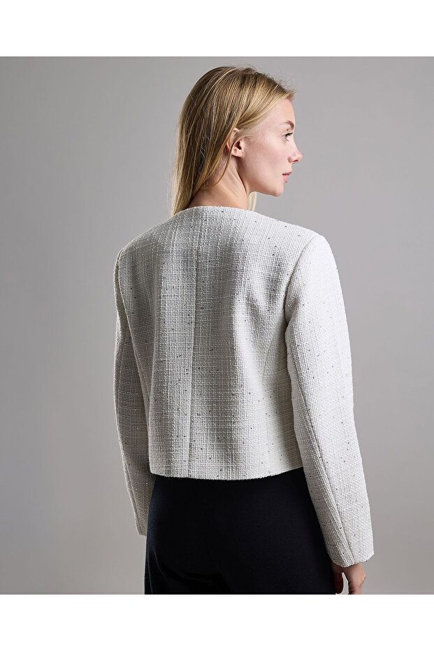 Textured Jacket with Button Closure - 4