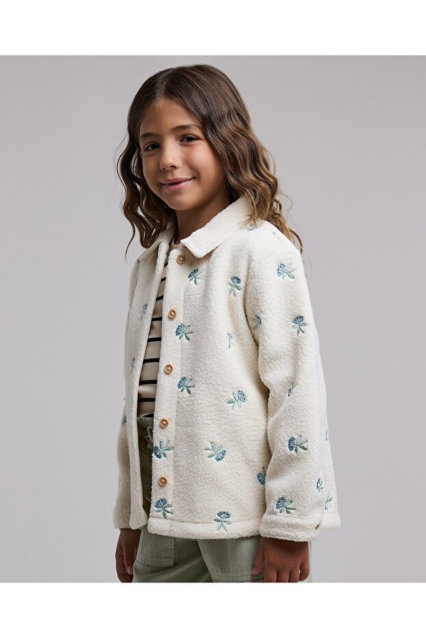 سترة مطرزة مع زر للإغلاق - 4