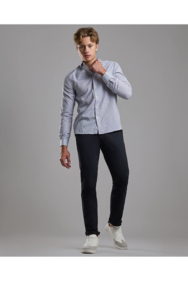 بنطلون مريح سادة مع زر للإغلاق - 1