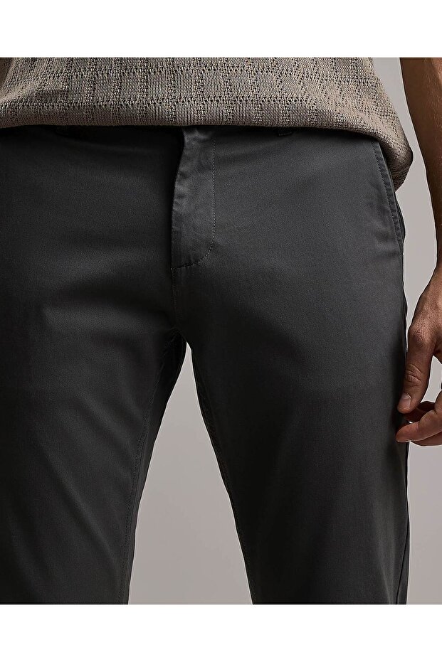 Solid Slim Fit Pants with Button Closure - 5