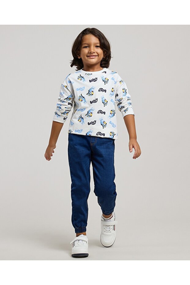Bluey Printed T-Shirt with Crew Neck and Long Sleeves