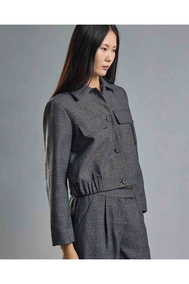 Textured Jacket with Button Closure - 4