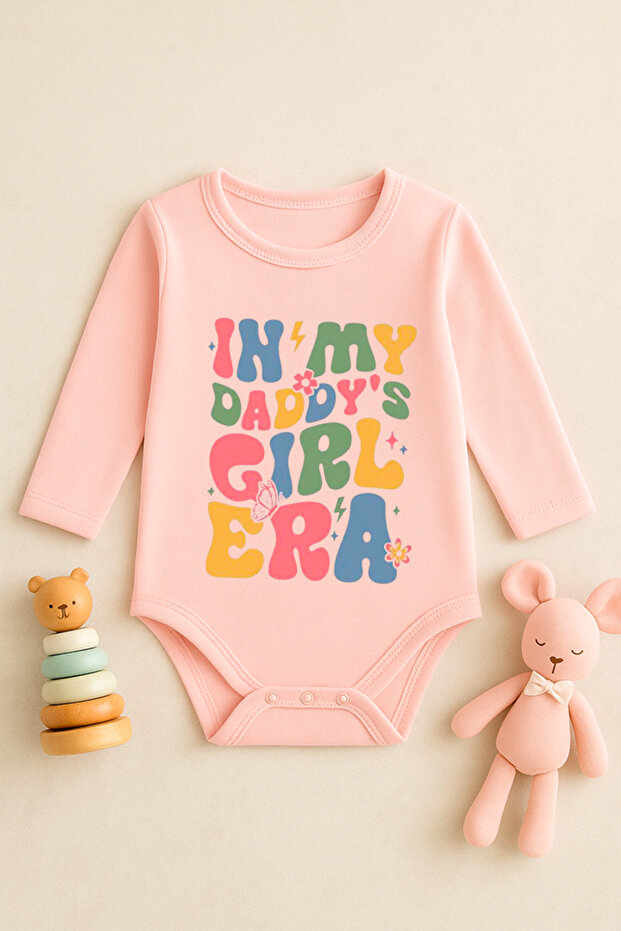 Cute Baby Bodysuit with Printed Text and Snap Fasteners