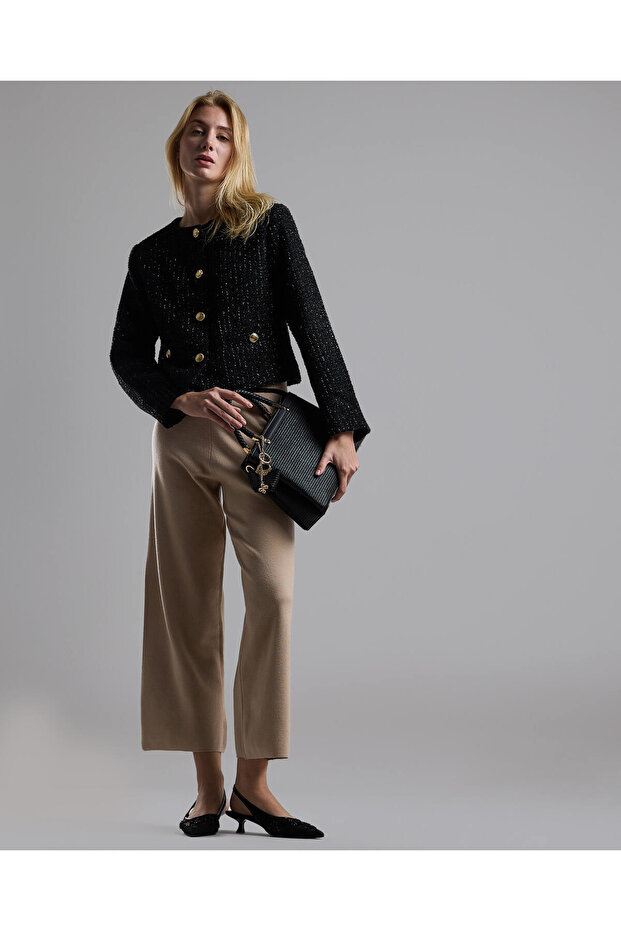 سترة منقوشة مع إغلاق بأزرار - 3