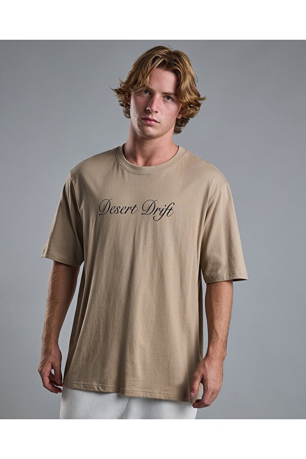 Typography Print T-Shirt with Crew Neck and Short Sleeves